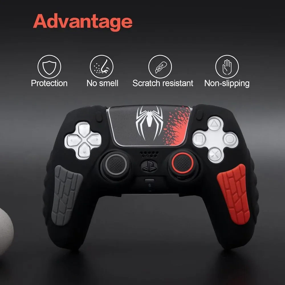 PS5 Spider Grip Case Cover + Thumb Grips Set Silicone Anti-Slip for DualSense